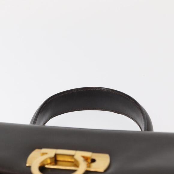 Salvatore Ferragamo Gancini Hand Bag Leather Black Gold Auth 153902 - Picture 8 of 16